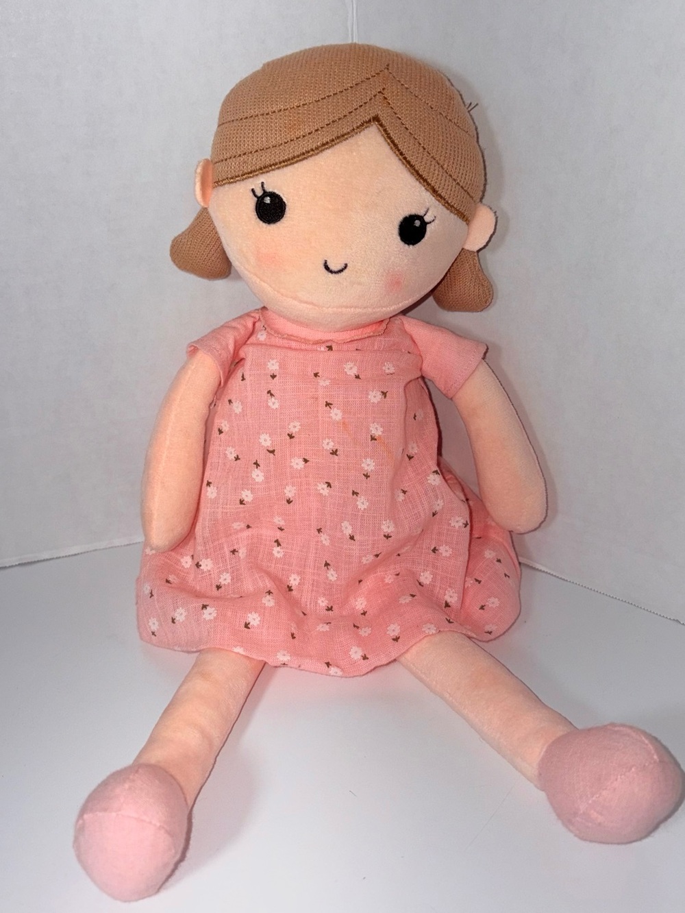Linzy Toys Emily Pink Floral Rag Doll 14” My First Baby Doll Soft Plush 🥰